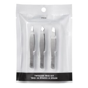 e.l.f. Tweezer Trio Kit, Three Mini Eyebrow Tweezers For Shaping, Defining & Grooming Brows, Great For Touchups On The Go, Vegan & Cruelty-Free