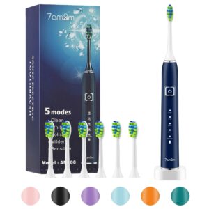 7AM2M Rechargeable Sonic Electric Toothbrush AM100 Package with 10 Brush Heads