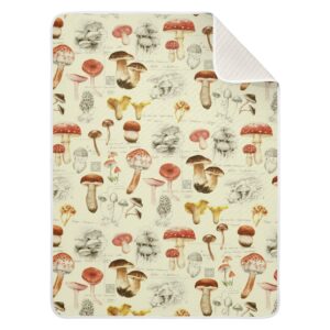 mazeann vintage mushrooms baby blankets soft warm crib stroller blanket for toddler newborn girls boys, 30x40in