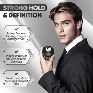 Avenue Man Hair Clay for Men - Matte Finish Sculpting Clay - Strong Hold, Maximum Definition and Textured Control - For All Hair Types - Infused with Beeswax, Kaolin Clay and Argan Oil - 3.0oz/90g