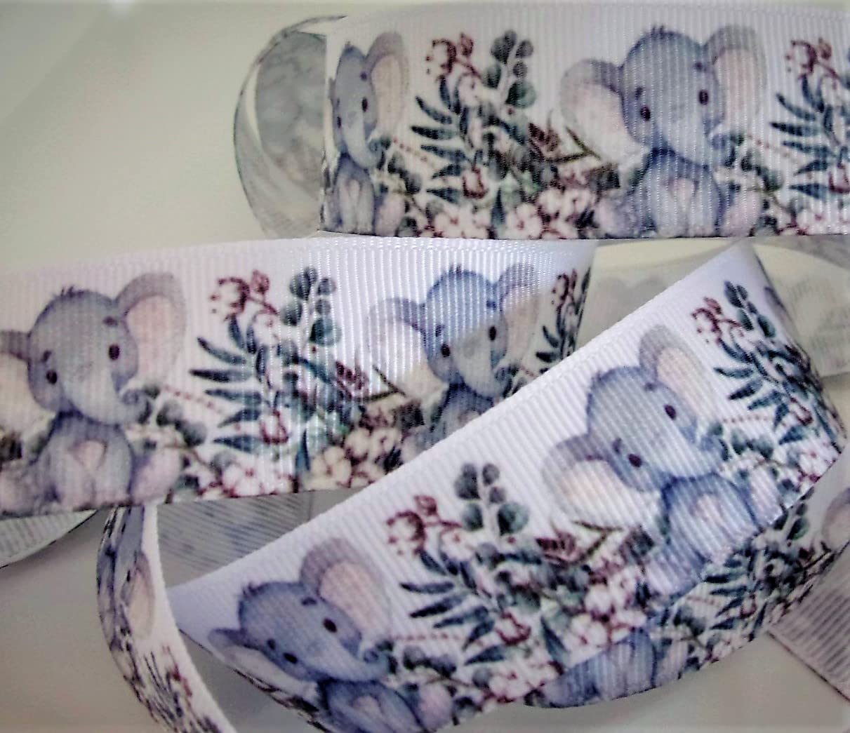 Grosgrain Ribbon - Baby Elephant Print - One Inch Wide - 10 Yards, Great for Baby Nursery's, Shower Gifts, and Decorating!