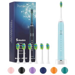 7AM2M Rechargeable Sonic Electric Toothbrush AM100 Package with 10 Brush Heads