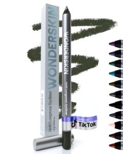 wonderskin 1440 longwear green eyeliner pencil - waterproof, sharpenable eyeliner pencil and smudge proof green eye liner pencils (olive)