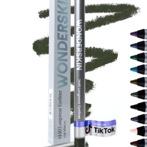 Wonderskin 1440 Longwear Green Eyeliner Pencil - Waterproof, Sharpenable Eyeliner Pencil and Smudge Proof Green Eye Liner Pencils (Olive)