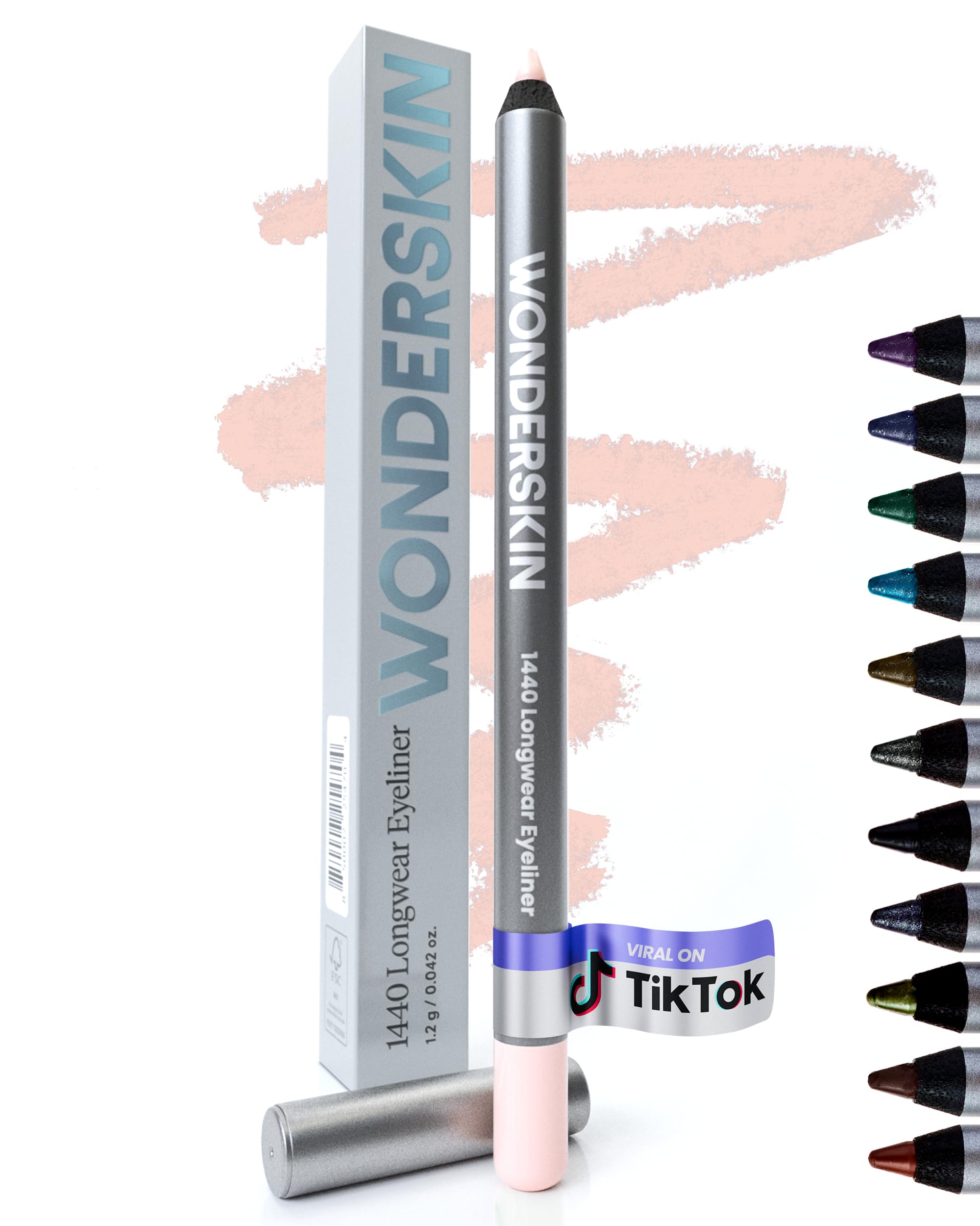 Wonderskin 1440 Longwear Pink Eyeliner Pencil - Waterproof, Sharpenable Eyeliner Pencil and Smudge Proof Pink Eye Liner Pencils (Icing)