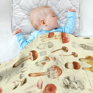 Mazeann Vintage Mushrooms Baby Blankets Soft Warm Crib Stroller Blanket for Toddler Newborn Girls Boys, 30x40in