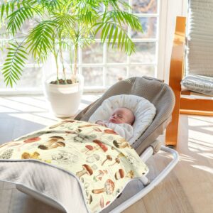 Mazeann Vintage Mushrooms Baby Blankets Soft Warm Crib Stroller Blanket for Toddler Newborn Girls Boys, 30x40in