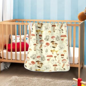 Mazeann Vintage Mushrooms Baby Blankets Soft Warm Crib Stroller Blanket for Toddler Newborn Girls Boys, 30x40in