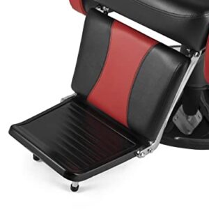 Salonsunny Black & Red Styling Salon Spa Reclining Chair All Purpose Barbering Chair Professional Vintage Heavy Duty Equipment