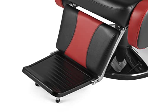 Salonsunny Black & Red Styling Salon Spa Reclining Chair All Purpose Barbering Chair Professional Vintage Heavy Duty Equipment