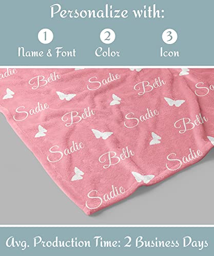 Happy Vibes Mall Personalized Baby Blankets for Girls and Boys with Name and Custom Icon - Personalized Baby Gifts for Infants, Toddlers, Minky Baby Blankets for Kids