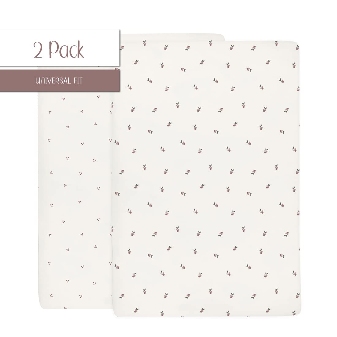 Ely's & Co. Patent Pending Waterproof Crib Sheet | Toddler Sheet Set - 2 Pack Berry and Cluster Dot (Lavender)