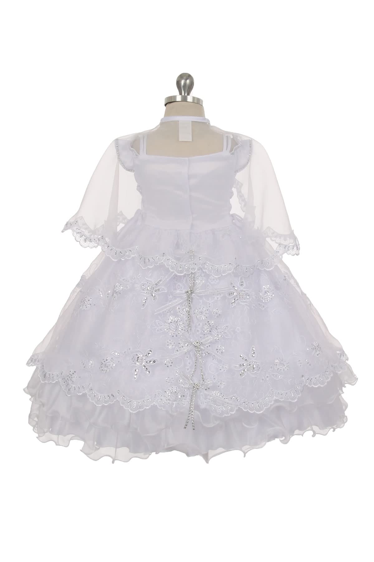 BluNight Collection Virgin Mary Embroidery Off Shoulder Baby Infant Girl Baptism Christening Dress (TR40K1) White 0