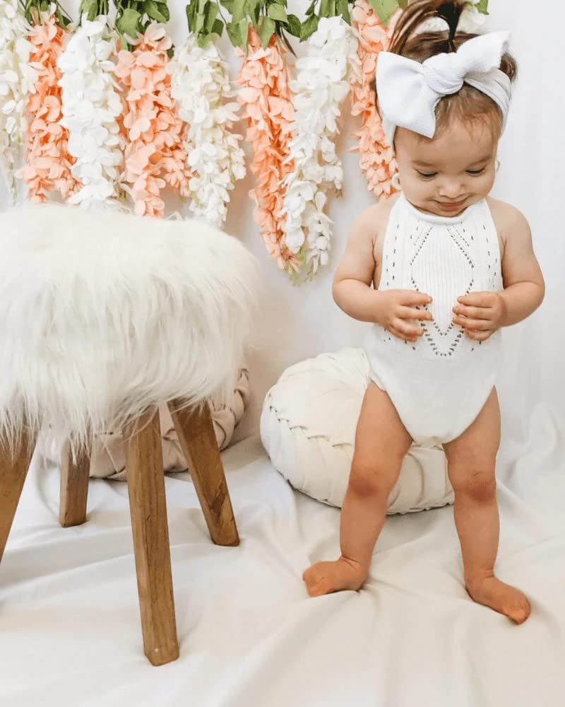 Bailey's Blossoms Trendy Drake Crochet Halter Romper Snap Closure Gardenia 0-3 Months