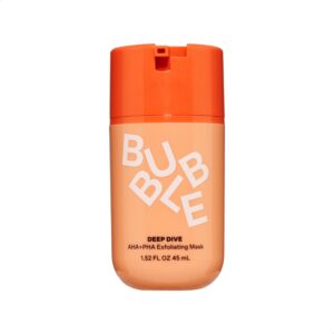 bubble skincare deep dive aha + pha exfoliating mask - gentle facial exfoliator with oil control - promotes a more even skin tone - skin care enriched with azelaic acid and willow bark extract (45ml)