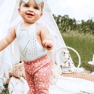 Bailey's Blossoms Trendy Drake Crochet Halter Romper Snap Closure Gardenia 0-3 Months