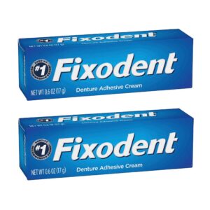 fixodent secure denture adhesive cream, 0.6 oz (pack of 2)