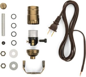 i like that lamp diy lamp wiring kit, antique brass 3-way socket & 8ft brown cord (1 pack), for making & fixing table or floor lamps, repair & rewire vintage lighting fixtures, complete hardware set