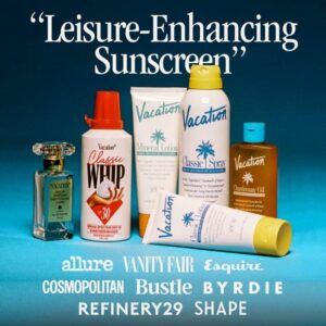 Vacation Classic Sunscreen Lotion SPF 30 + Air Freshener Bundle, Water Resistant Broad Spectrum Sunscreen Sun Block, Vegan Sun Tanning Lotion, Body Lotion with SPF, SPF 30 Sunscreen, 3.4 Fl. Oz.