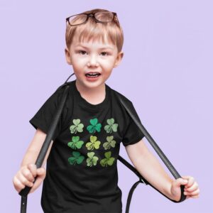 shop4ever® Shamrock Green Clovers St. Patrick's Day Child's T-Shirt Kids Tee Youth X-Large Black 0