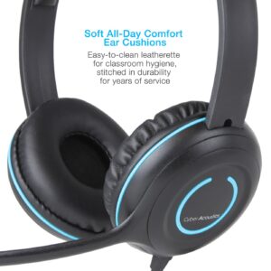 Cyber Acoustics 3.5mm Stereo Headset 5-Pack with Headphones and Noise Cancelling Microphone for PCs, Tablets, and Cell Phones in The Classroom or Home (AC-5002-5)