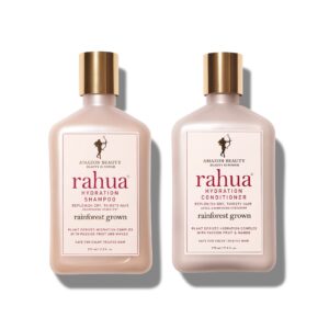 rahua hydration essential hair care set 9.3 fl oz, shampoo and conditioner set, leaves the scalp hydrated and balanced and hair stronger, healthier, smoother and shinier