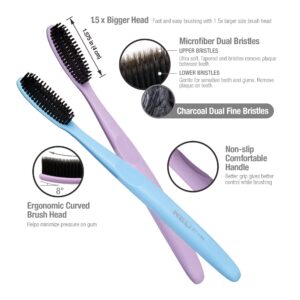 Red by Kiss Gentle Deep Clean Tooth Brush 2X Soft Micro Fiber Brush, Made in Korea 2 Pack (Charcoal)