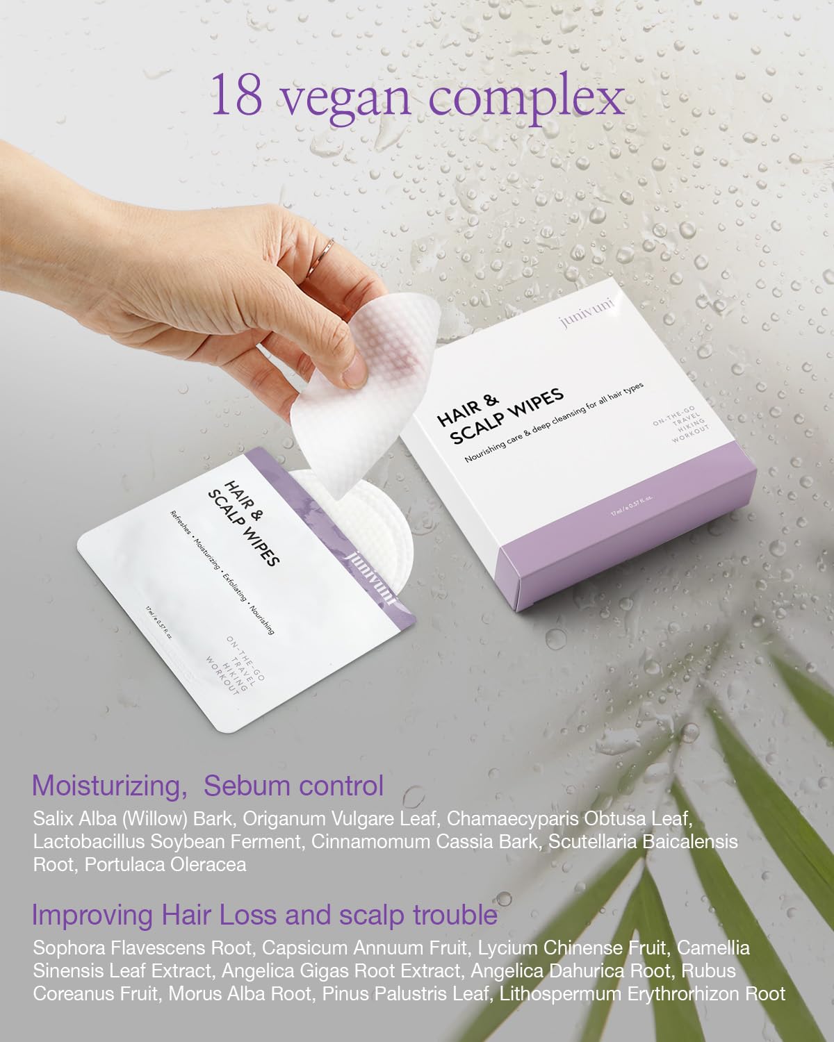 Junivuni hair scalp wipe - Soothe and Revive: Scalp Care Hair Cleansing Wipes - Refresh your hair, anywhere, anytime - Great for Braids, Dread hairstyles