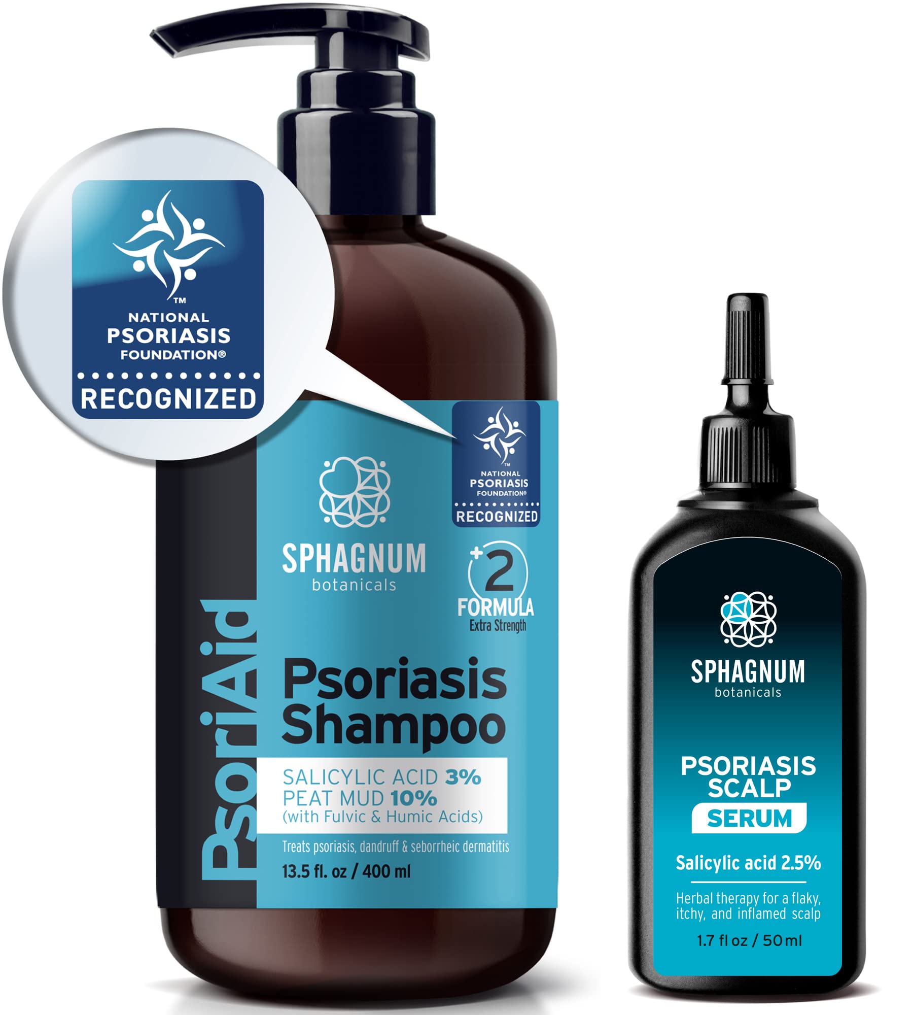 Severe Flaky Psoriasis Natural Serum and Shampoo 13.5 fl oz with Salicylic Acid Set