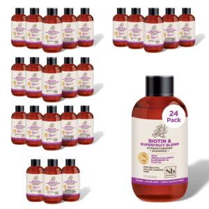 Soapbox Biotin Shampoo, Travel Size Biotin & Collagen Super Fruit, Bulk 24 Pack Travel Toiletries, | Volumizing & Repairing Shampoo to Promote Hair Growth, Strength, 24-Pack, 3.3 oz Each