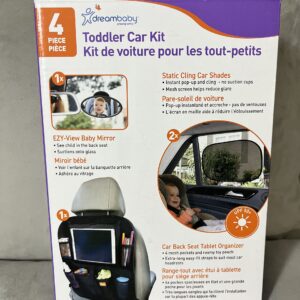 Toddler Car Kit 4 Piece, EZY-Baby Mirror, Back seat Touch Screen Tablet Holder with Pockets Organizer, 2-car Window Sun Visor Shades