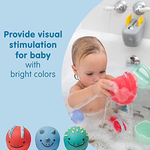 Dr. Brown's Baby and Toddler Toothbrush, Green and Orange Dinosaur 2-Pack 1-4 Years, CleanUp Float & Hatch Dino Eggs Bath Toy, 6m+, Dino-Soft Baby Bath Spout Cover, BPA Free, Certified Plastic Neutral