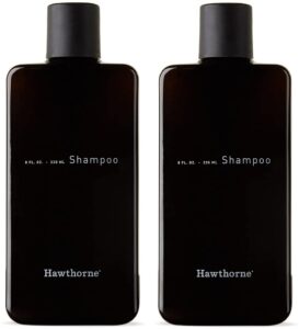 hawthorne men's natural shampoo with tea tree & peppermint oil. invigorating fresh geranium leaf scent. sulfate free, paraben free. 8 fl. oz. 2-pack.