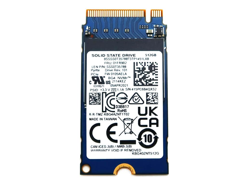 Solid State Drive SSS0T35788 8SSSS0T35788 Compatible Replacement Spare Part for Kioxia BG4 KBG40ZNT512G 512GB M.2 2242 NVMe PCI Express Gen3 x4 SSD