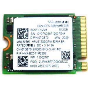 Solid State Drive TG8T0 0TG8T0 CN-0TG8T0 Compatible Replacement Spare Part for Hynix HFM512GDGTNI-82A0A BA 512GB M.2 2230 NVMe PCIe Gen3 x4 SSD