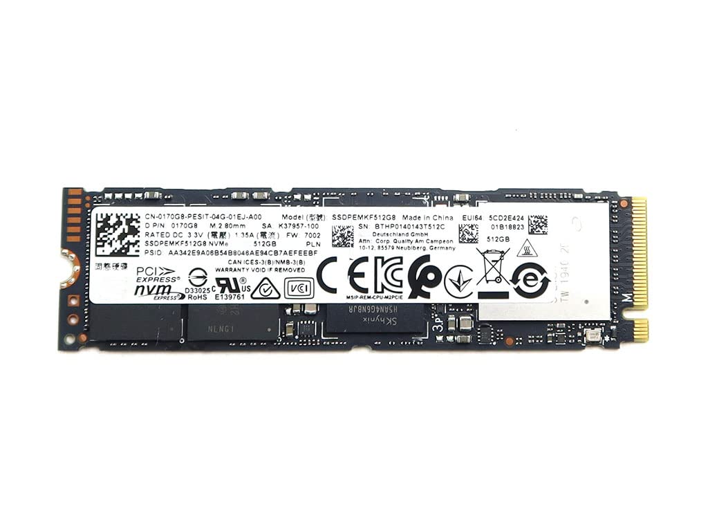 Solid State Drive 170G8 0170G8 CN-0170G8 Compatible Replacement Spare Part for Dell Intel 600p SSDPEMKF512G8 512GB PCI Express 3.0 x4 TLC NVMe M.2 2280 Internal SSD