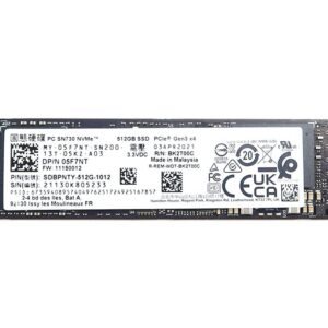 Solid State Drive 5F7NT 05F7NT MY-05F7NT Compatible Replacement Spare Part for Dell Western Digital SN730 SDBPNTY-512G 512GB PCI Express 3.0 x4 TLC NVMe M.2 2280 Internal SSD