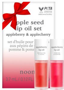 nooni appleseed lip oil set - appleberry & applecherry | with apple seed oil, lip oil duo, lip stain, long-lasting, plumping, gift, gift sets, for chapped and flaky lips