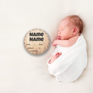 Personalized Newborn Baby Hospital Birth Announcement SIgn (Country Wood)