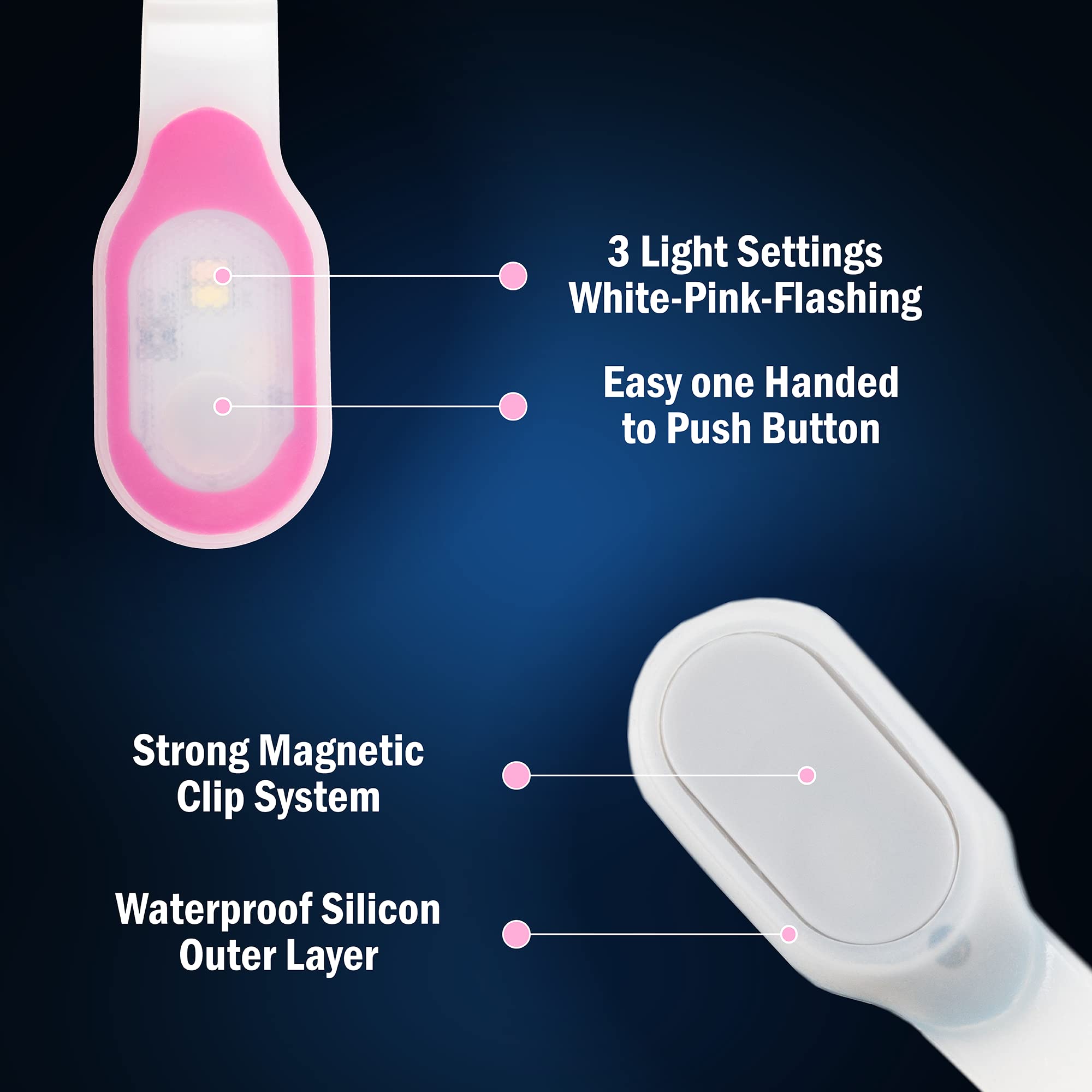 First Lifesaver LED Flashlight Clip On Nursing Night Light Hands Free Strong Magnetic Grip for Night Shift (Pink RC)