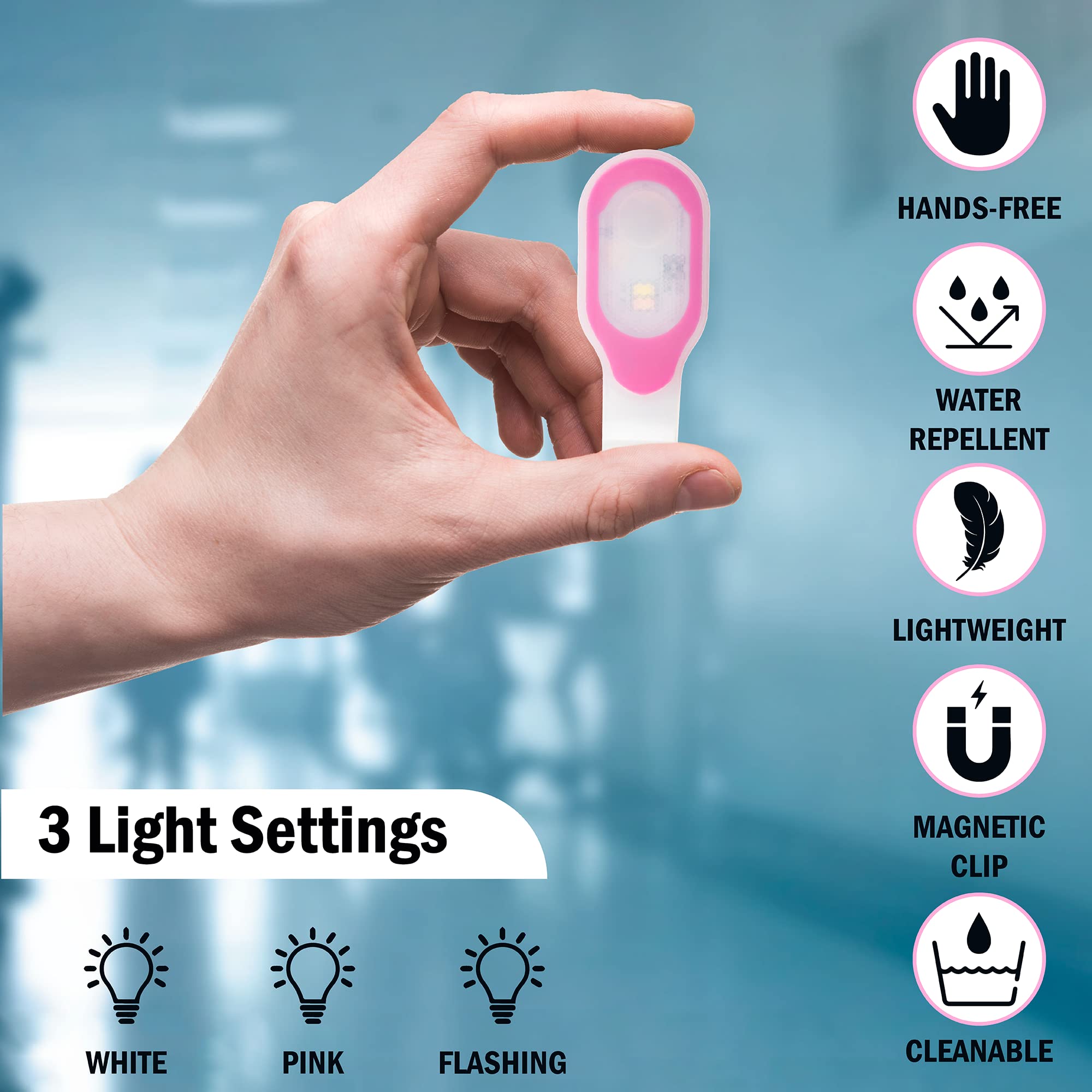 First Lifesaver LED Flashlight Clip On Nursing Night Light Hands Free Strong Magnetic Grip for Night Shift (Pink RC)