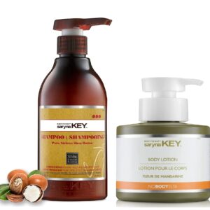 Saryna Key Shampoo for Damaged Hair with Pure African Shea Butter and Body Lotion Gift - - Sulfate Free, No Parabens, Cruelty Free (300ml/10.14oz)