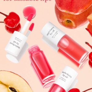 NOONI Appleseed Lip Oil Set - Appleberry & Applecherry | with Apple Seed Oil, Lip Oil Duo, Lip Stain, Long-Lasting, Plumping, Gift, Gift Sets, For Chapped and Flaky Lips