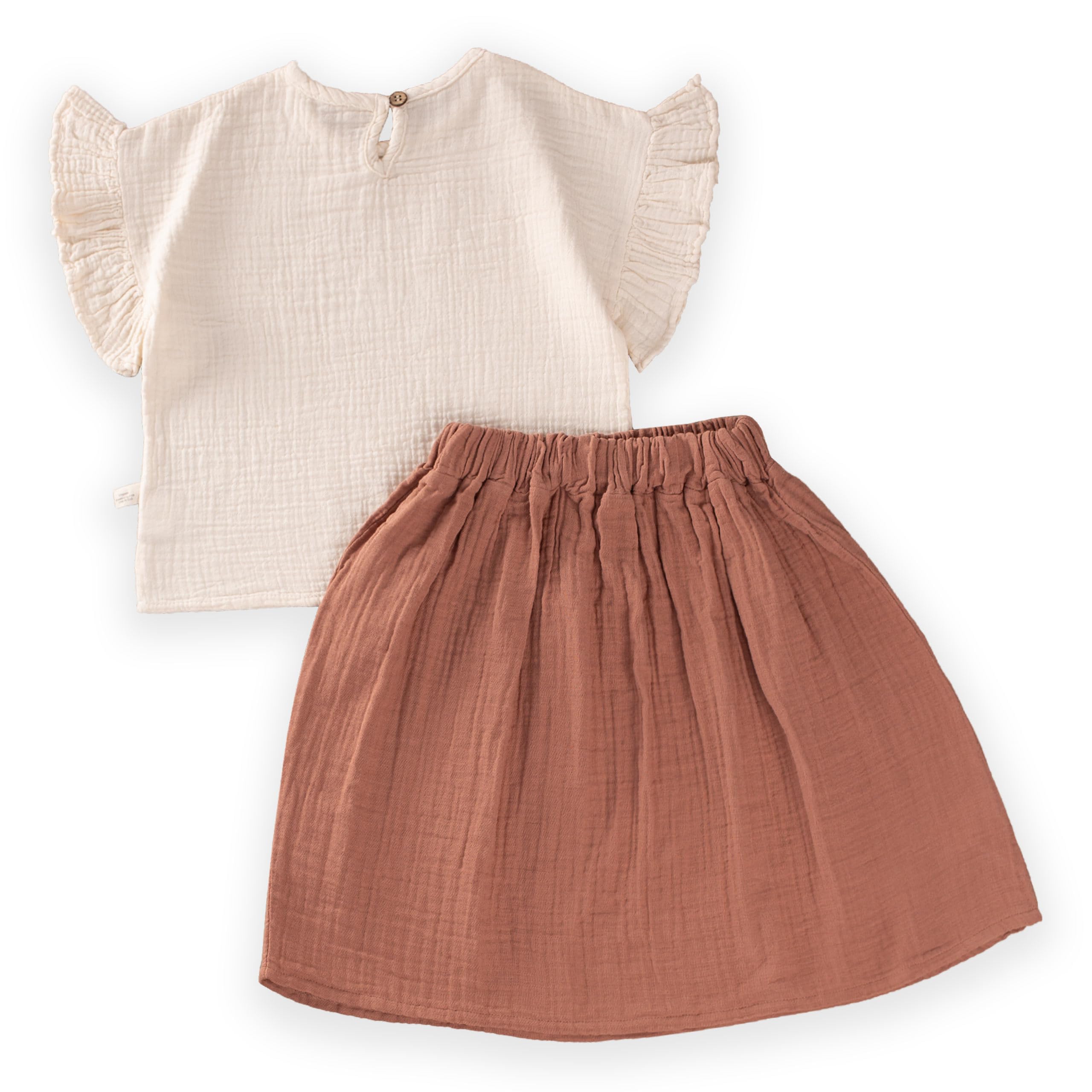 Cigit Concept Stylish and Elegant 100% Cotton Baby Girl Skirt Set - Perfect for Special Occasions or Everyday Wear (3-4 Y) Light Brown