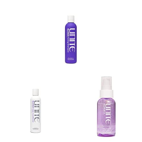 UNITE Hair Shiny BLONDA Trio - BLONDA Purple Shampoo, 8 Fl Oz with BLONDA Daily Purple Conditioner, 8 fl. Oz and BLONDA Oil - Argan for Blondes, 4.23 fl. Oz (3 items)