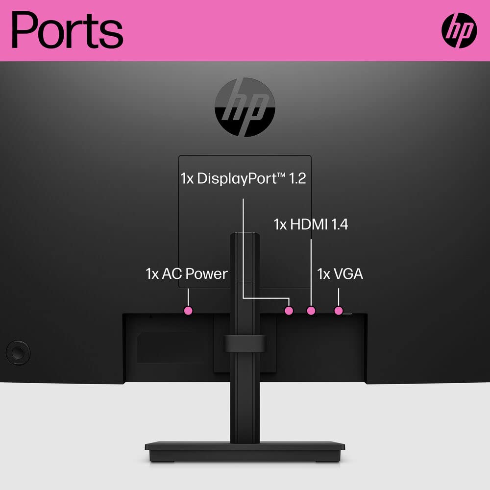 HP 24 inch 1080P Computer Monitor Bundle With Docztorm Dock, 24" Full HD (1920x1080) 75Hz Anti-Glare IPS Display with Built-In Speakers, HDMI, VGA, Displayport, Ideal for Home and Business - Pack of 2