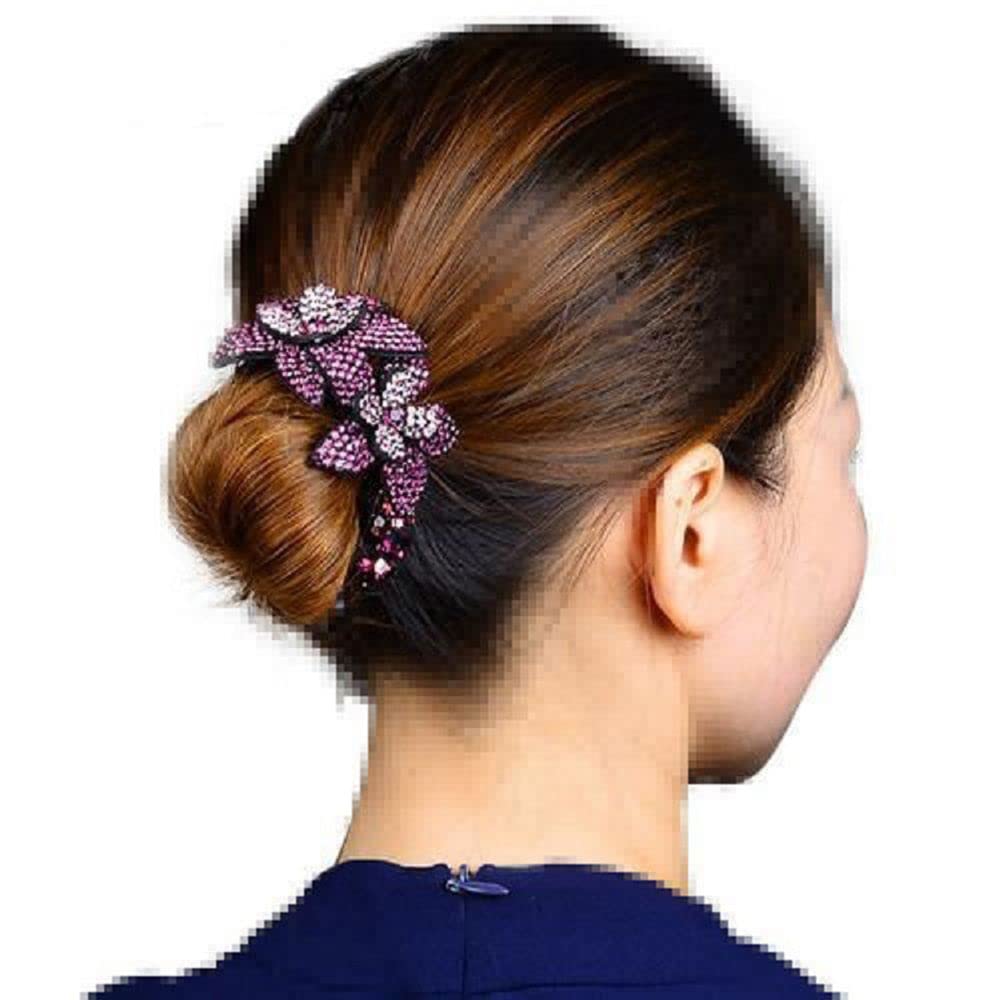 Rhinestone Flower Hair Claw Ponytail Holder Women Hairpin Shark Clip Crab Clips Styling Headwear For Mom(grey)