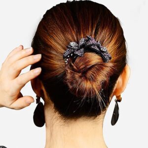 Rhinestone Flower Hair Claw Ponytail Holder Women Hairpin Shark Clip Crab Clips Styling Headwear For Mom(grey)