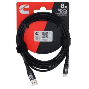 Cummins Long Micro Flex Steel Cable Charger Cord USB-A to Micro Charging Cord 8ft CMN4715