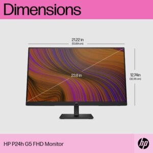 HP 24 inch 1080P Computer Monitor Bundle With Docztorm Dock, 24" Full HD (1920x1080) 75Hz Anti-Glare IPS Display with Built-In Speakers, HDMI, VGA, Displayport, Ideal for Home and Business - Pack of 2